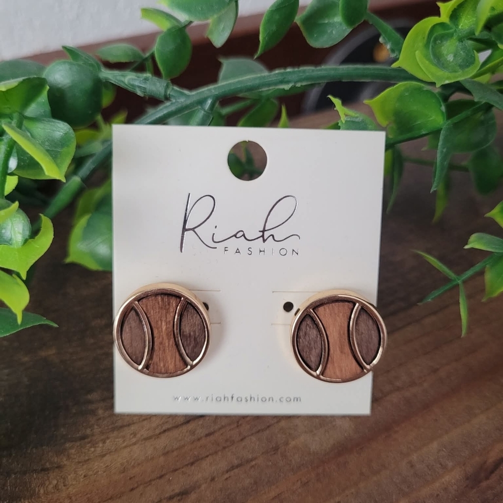 Wooden Baseball Earrings